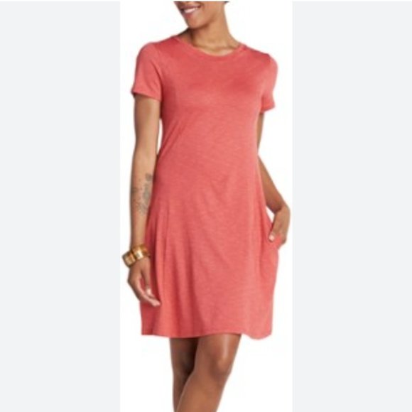 Toad&Co Women's Size Small Orange Windmere Fit and Flare Short Sleeve Dress - Picture 1 of 12